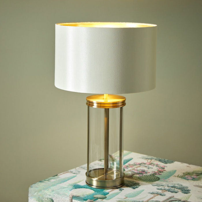 Laura Ashley Harrington Small Table Lamp Antique Brass and Glass With Shade LA3756429-Q