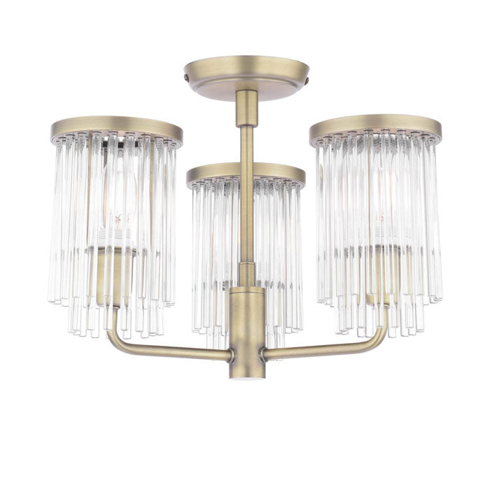 Laura Ashley Hilcote 3 Light Semi-Flush Matt Antique Brass and Glass LA3756710-Q
