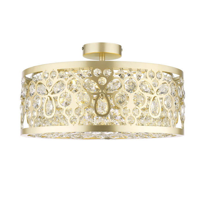 Laura Ashley Tilbrook 4 Light Flush Matt Champagne and Crystal LA3756653-Q