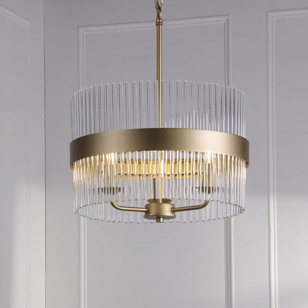 Laura Ashley Alexa 3 Light Pendant Glass and Matt Antique Brass LA3756654-Q