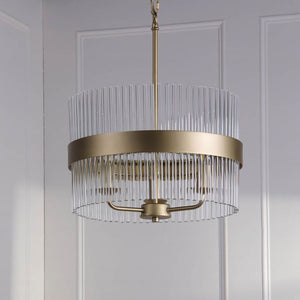 Laura Ashley Alexa 3 Light Pendant Glass and Matt Antique Brass LA3756654-Q