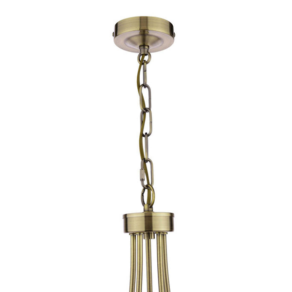 Laura Ashley Southwell 5 Light Armed Pendant Antique Brass and Opal Glass LA3756672-Q