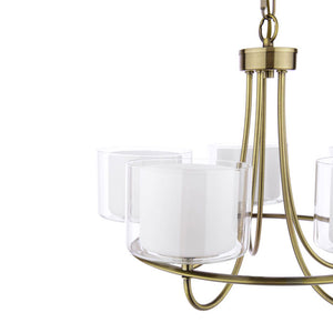 Laura Ashley Southwell 5 Light Armed Pendant Antique Brass and Opal Glass LA3756672-Q