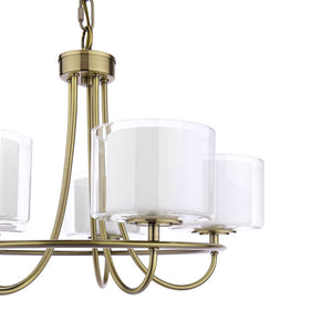 Laura Ashley Southwell 5 Light Armed Pendant Antique Brass and Opal Glass LA3756672-Q