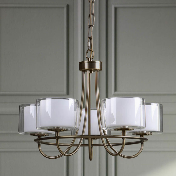 Laura Ashley Southwell 5 Light Pendant Antique Brass LA3756672-Q