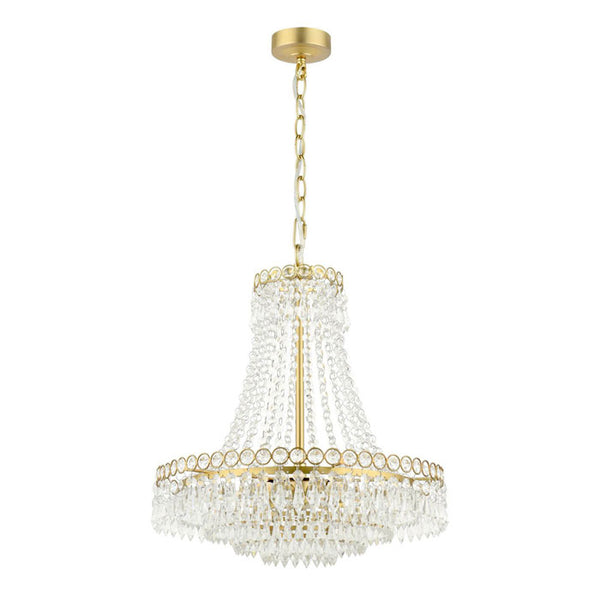 Laura Ashley Enid 5 Light Chandelier Faceted Glass and Matt Antique Brass LA3756713-Q