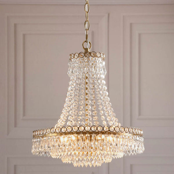 Laura Ashley Enid 5 Light Chandelier Faceted Glass and Matt Antique Brass LA3756713-Q