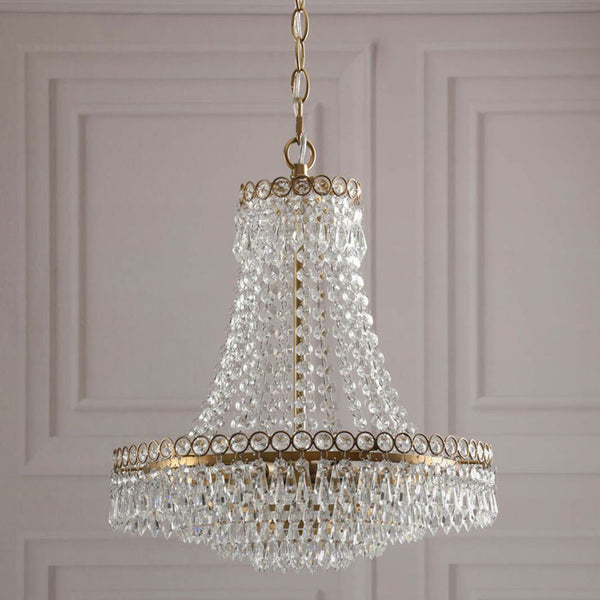 Laura Ashley Enid 5 Light Chandelier Faceted Glass and Matt Antique Brass LA3756713-Q