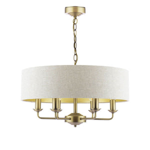 Laura Ashley Sorrento 6 Light Chandelier Matt Antique Brass With Natural Shade LA3756752-Q