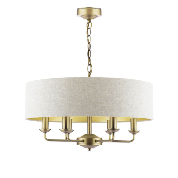 Laura Ashley Sorrento 6 Light Chandelier Matt Antique Brass With Natural Shade LA3756752-Q