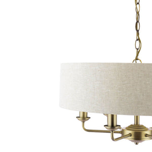 Laura Ashley Sorrento 6 Light Chandelier Matt Antique Brass With Natural Shade LA3756752-Q