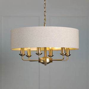 Laura Ashley Sorrento 6 Light Chandelier Matt Antique Brass With Natural Shade LA3756752-Q