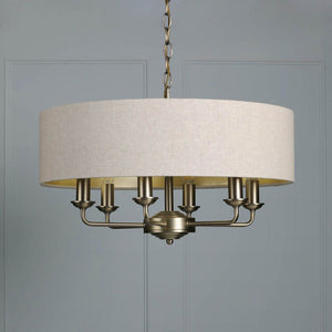Laura Ashley Sorrento 6 Light Chandelier Matt Antique Brass With Natural Shade LA3756752-Q