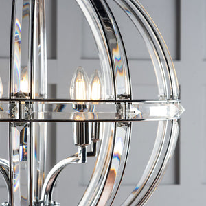 Laura Ashley Aidan Glass & Polished Chrome 3 Light Globe Chandelier LA3713710-Q
