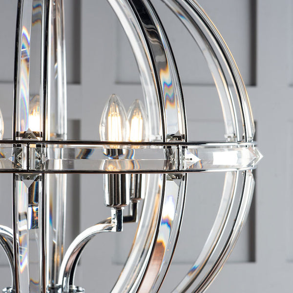 Laura Ashley Aidan Glass & Polished Chrome 3 Light Globe Chandelier LA3713710-Q