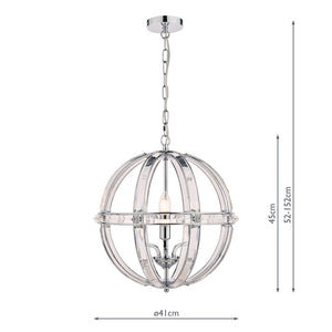 Laura Ashley Aidan Glass & Polished Chrome 3 Light Globe Chandelier LA3713710-Q