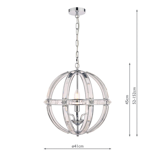 Laura Ashley Aidan Glass & Polished Chrome 3 Light Globe Chandelier LA3713710-Q