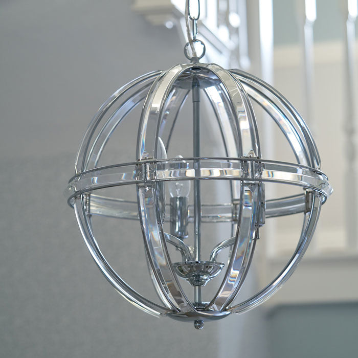 Laura Ashley Aidan Glass & Polished Chrome 3 Light Globe Chandelier LA3713710-Q