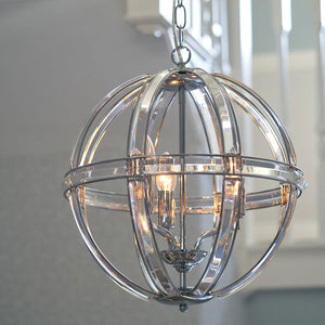 Laura Ashley Aidan Glass & Polished Chrome 3 Light Globe Chandelier LA3713710-Q