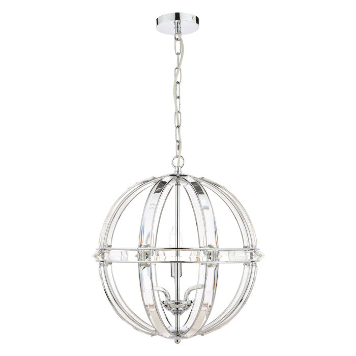 Laura Ashley Aidan Glass & Polished Chrome 3 Light Globe Chandelier LA3713710-Q