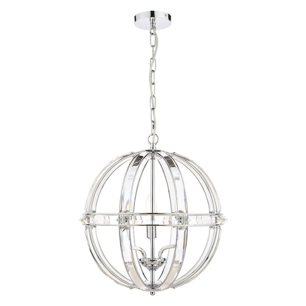 Laura Ashley Aidan Glass & Polished Chrome 3 Light Globe Chandelier LA3713710-Q