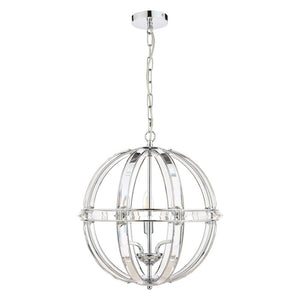 Laura Ashley Aidan Glass & Polished Chrome 3 Light Globe Chandelier LA3713710-Q