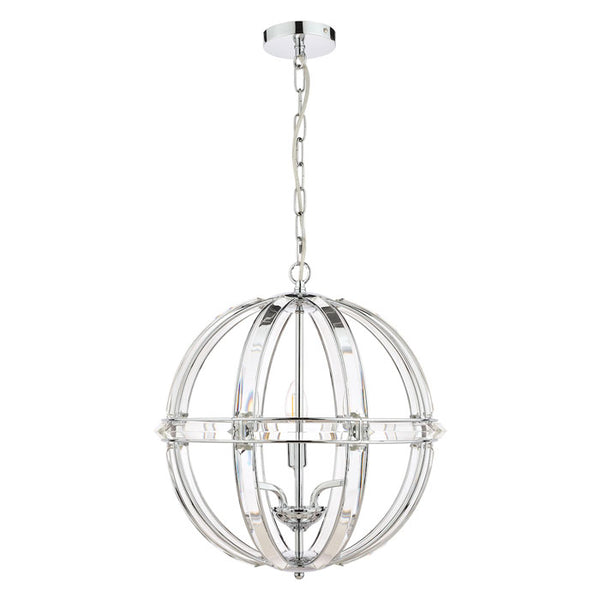 Laura Ashley Aidan Glass & Polished Chrome 3 Light Globe Chandelier LA3713710-Q