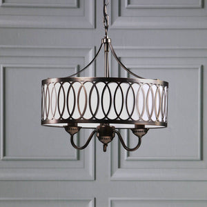Laura Ashley Allerford 3 Light Pendant Satin Bronze with Taupe Shade LA3756646-Q