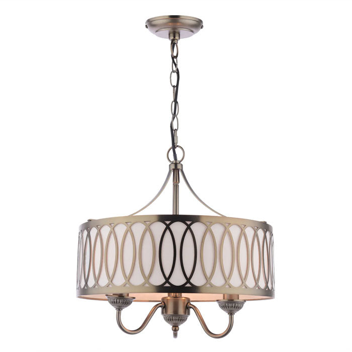 Laura Ashley Allerford 3 Light Pendant Satin Bronze with Taupe Shade LA3756646-Q