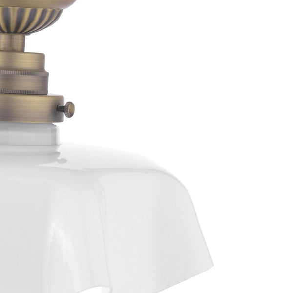Laura Ashley Banham Semi-Flush Matt Antique Brass and White Glass LA3756515-Q