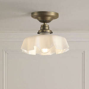 Laura Ashley Banham Semi-Flush Matt Antique Brass and White Glass LA3756515-Q