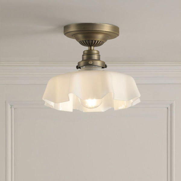 Laura Ashley Banham Semi-Flush Matt Antique Brass and White Glass LA3756515-Q