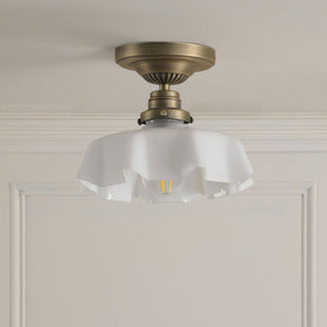 Laura Ashley Banham Semi-Flush Matt Antique Brass and White Glass LA3756515-Q