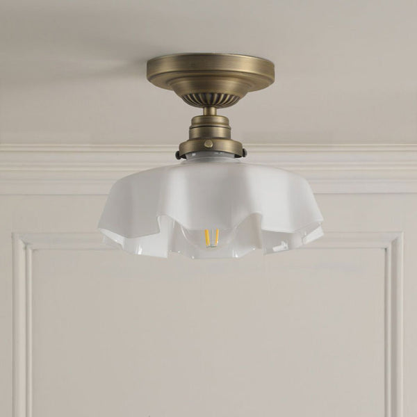 Laura Ashley Banham Semi-Flush Matt Antique Brass and White Glass LA3756515-Q