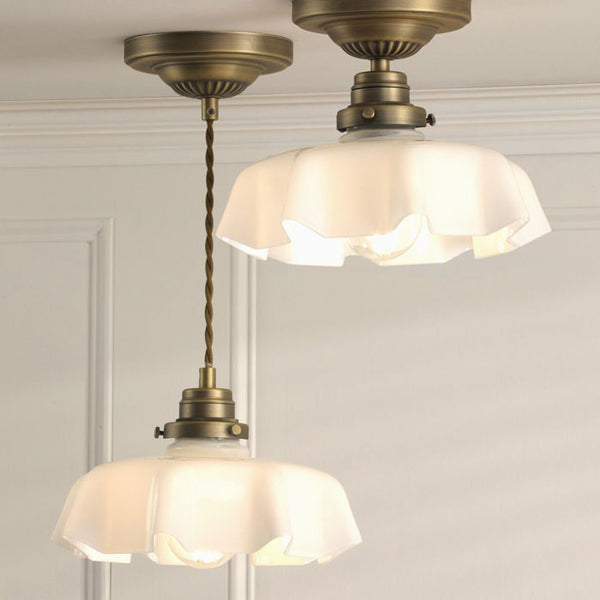 Laura Ashley Banham Semi-Flush Matt Antique Brass and White Glass LA3756515-Q