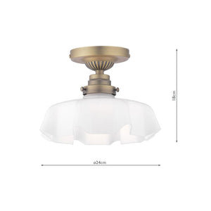 Laura Ashley Banham Semi-Flush Matt Antique Brass and White Glass LA3756515-Q