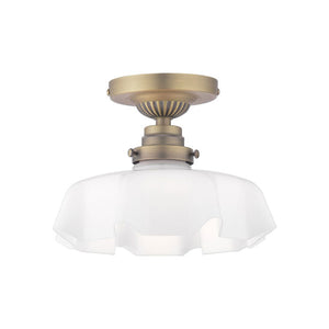 Laura Ashley Banham Semi-Flush Matt Antique Brass and White Glass LA3756515-Q