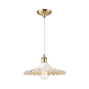 Laura Ashley Beca Large Pendant White Ceramic Antique Brass LA3756098-Q