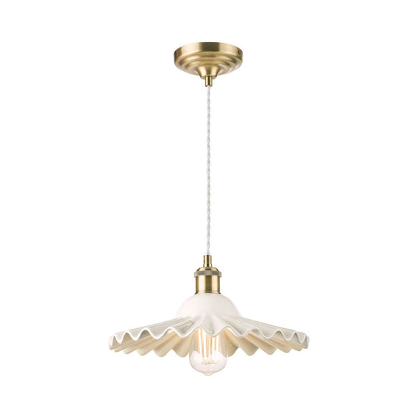 Laura Ashley Beca Large Pendant White Ceramic Antique Brass LA3756098-Q