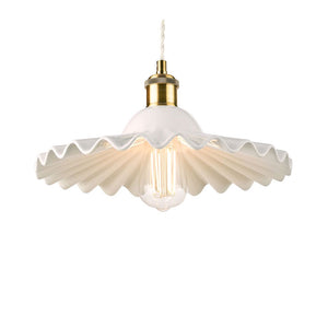 Laura Ashley Beca Large Pendant White Ceramic Antique Brass LA3756098-Q