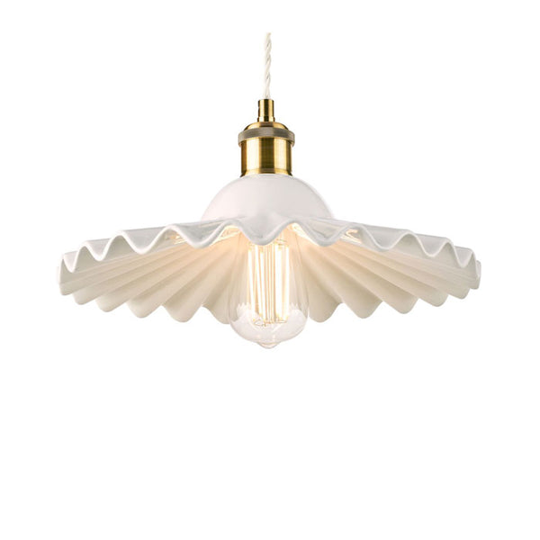 Laura Ashley Beca Large Pendant White Ceramic Antique Brass LA3756098-Q