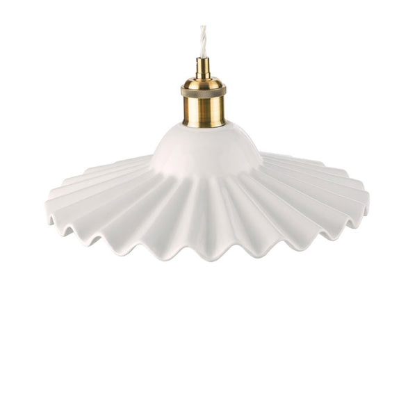 Laura Ashley Beca Large Pendant White Ceramic Antique Brass LA3756098-Q