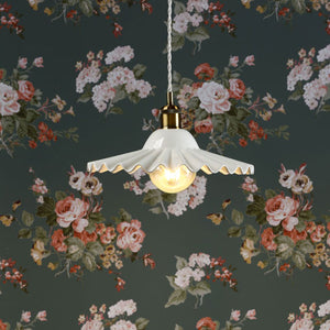 Laura Ashley Beca Large Pendant White Ceramic Antique Brass LA3756098-Q