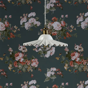 Laura Ashley Beca Large Pendant White Ceramic Antique Brass LA3756098-Q