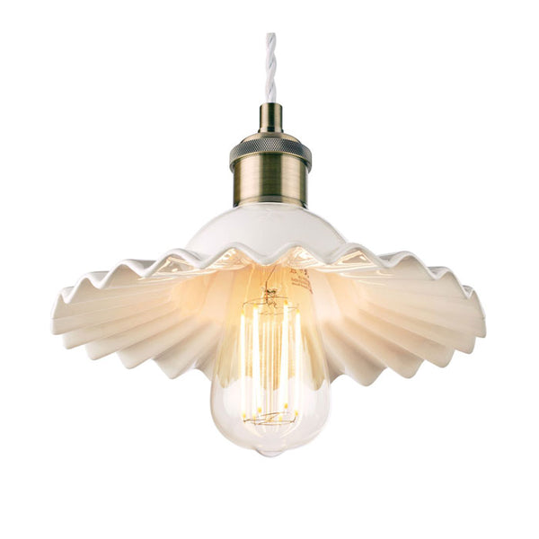 Laura Ashley Beca Small Pendant White Ceramic Antique Brass LA3756097-Q