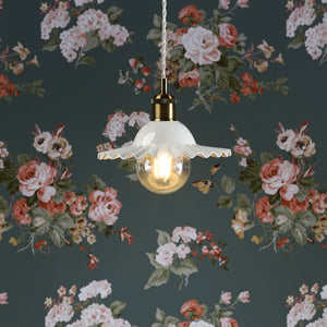 Laura Ashley Beca Small Pendant White Ceramic Antique Brass LA3756097-Q