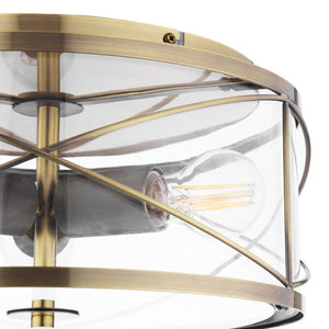 Laura Ashley Beckworth 3 Light Flush Antique Brass and Glass LA3756586-Q