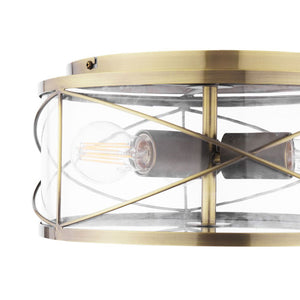 Laura Ashley Beckworth 3 Light Flush Antique Brass and Glass LA3756586-Q