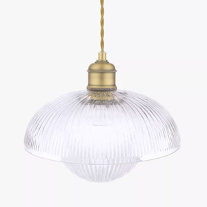 Laura Ashley Billham Pendant Matt Antique Brass & Ribbed Glass LA3756651-Q