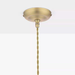 Laura Ashley Billham Pendant Matt Antique Brass & Ribbed Glass LA3756651-Q